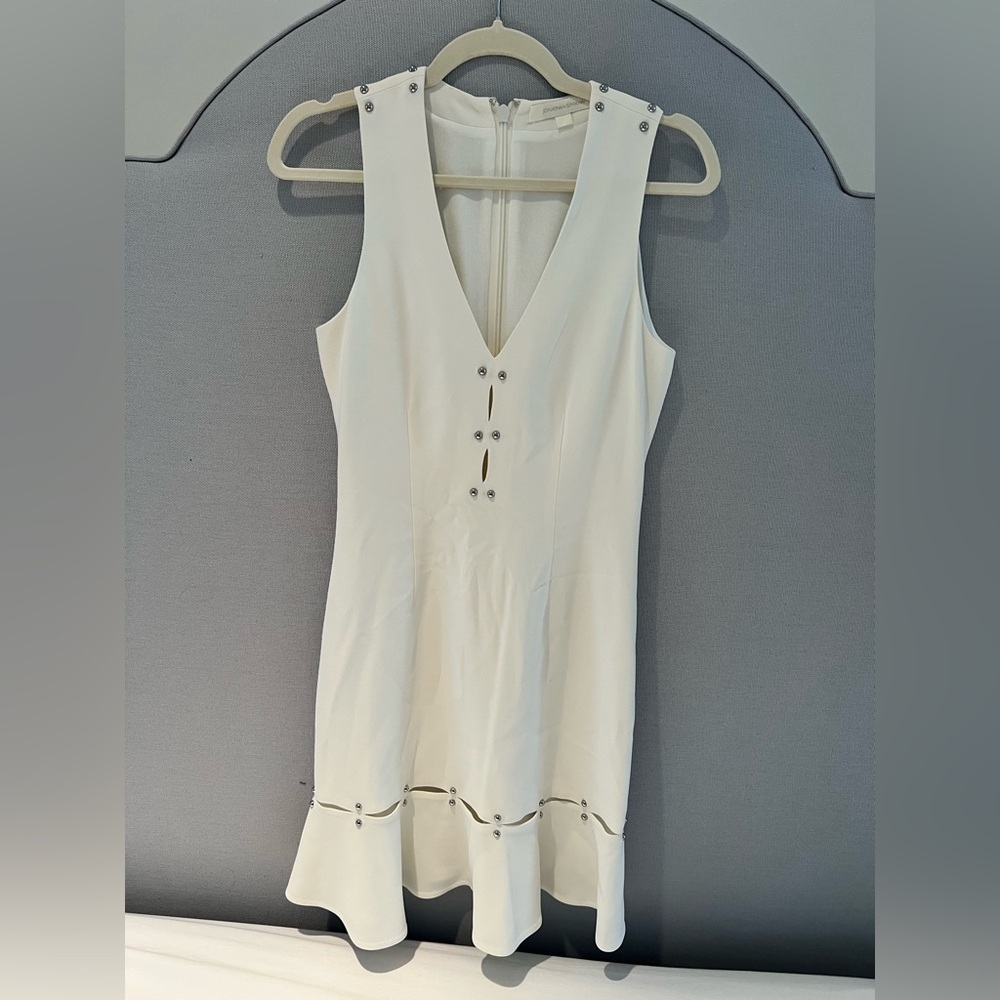 Jonathan Simkhai Ivory Mini Dress with Silver Accents
